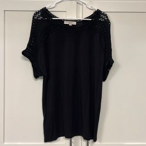 Black crochet top from Loft
